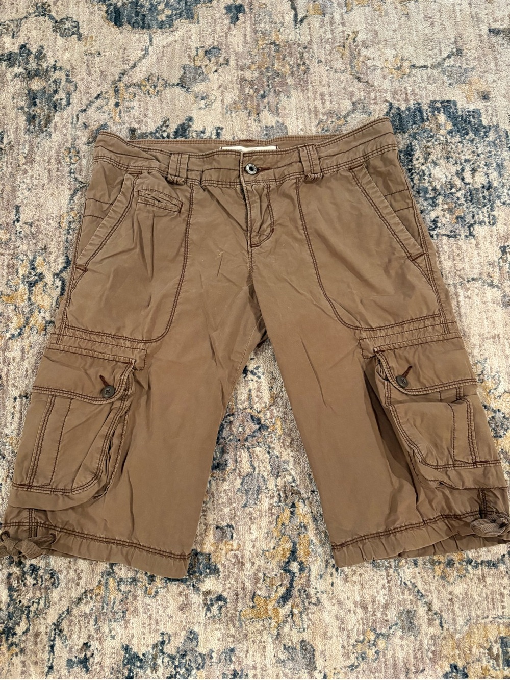 Y2K Vtg Polo Jeans Company Women’s Brown Cargo Bermuda Shorts Size 4 Cotton